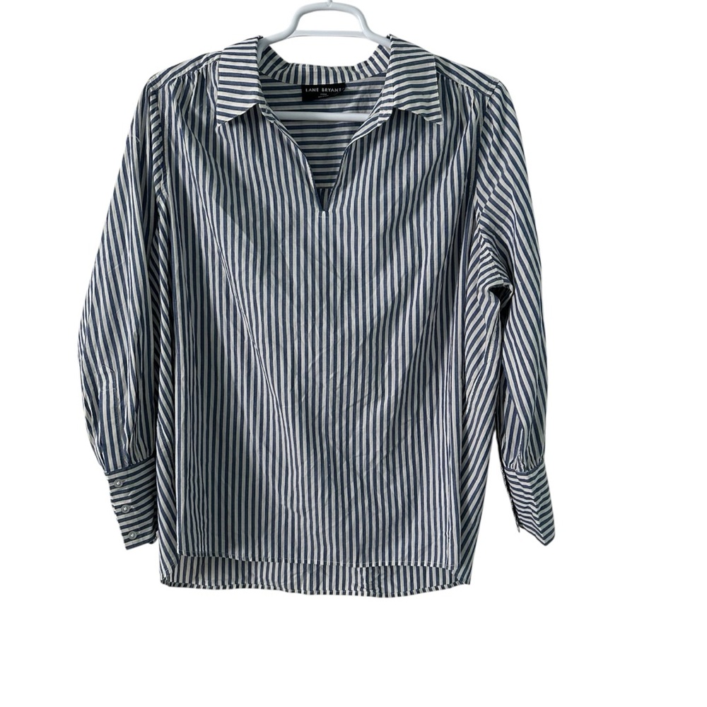 Lane bryant striped Long Sleeve 100% cotton Button-Up Shirt women’s size 22/24